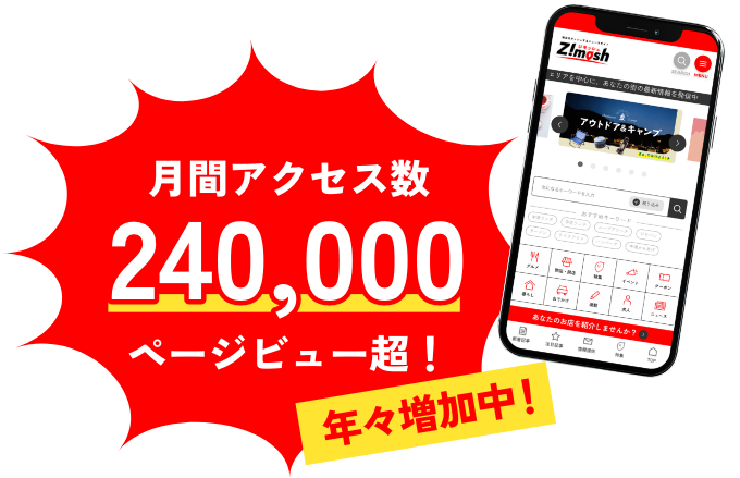 月間アクセス数240,000ページビュー超!年々増加中
